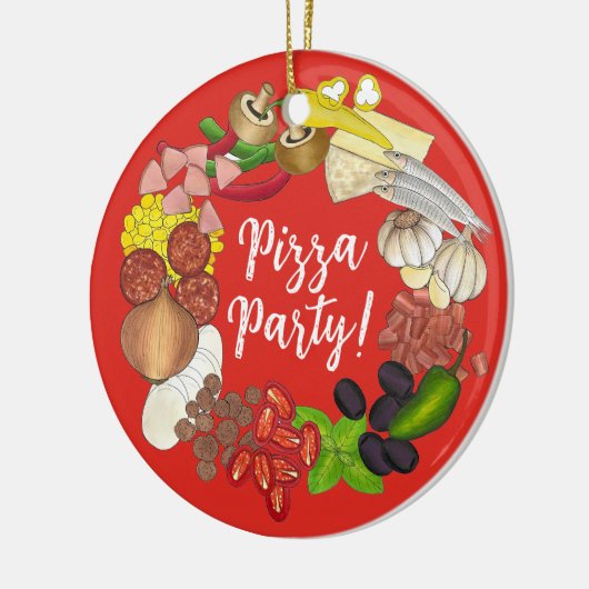 Pizza Party Toppings Italienische Pizzeria Pie Keramik Ornament (Links)