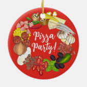 Pizza Party Toppings Italienische Pizzeria Pie Keramik Ornament (Hinten)