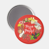 Pizza Party Toppings Italienische Pizzeria Pie Magnet (Vorderseite/Rückseite)