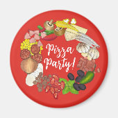 Pizza Party Toppings Italienische Pizzeria Pie Magnet (Vorne)
