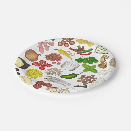 Pizza Party Toppings Italienische Pizzeria Pie Pappteller (Schrägansicht)