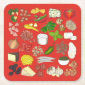 Pizza Party Toppings Italienische Pizzeria Pie Rechteckiger Pappuntersetzer (Vorderseite)