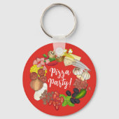 Pizza Party Toppings Italienische Pizzeria Pie Schlüsselanhänger (Vorderseite)