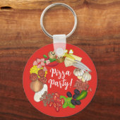 Pizza Party Toppings Italienische Pizzeria Pie Schlüsselanhänger (Rückseite)