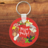 Pizza Party Toppings Italienische Pizzeria Pie Schlüsselanhänger (Vorderseite)