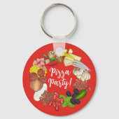 Pizza Party Toppings Italienische Pizzeria Pie Schlüsselanhänger (Rückseite)