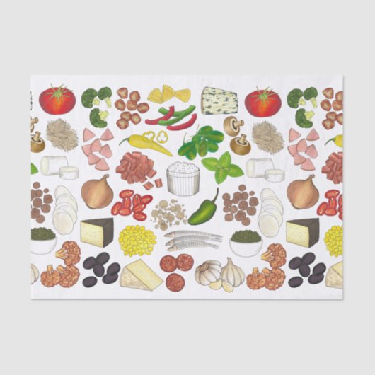 Pizza Party Toppings Italienische Pizzeria Pie Seidenpapier (Vorderseite)