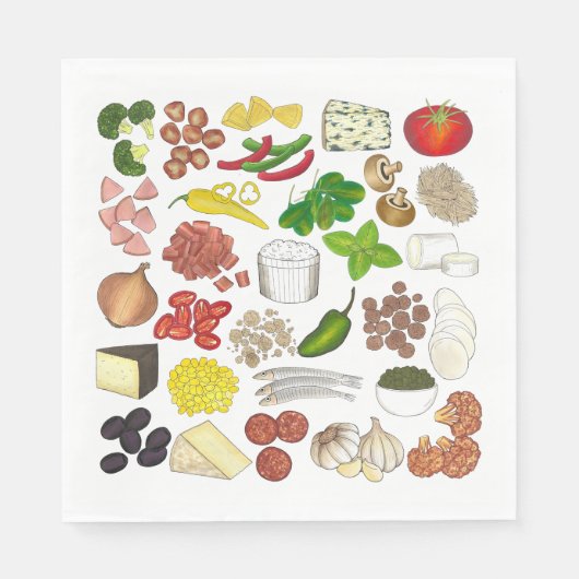 Pizza Party Toppings Italienische Pizzeria Pie Serviette (Vorderseite)