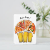 Pizza Party und Bier Einladung (Stehend Vorderseite)