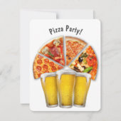 Pizza Party und Bier Einladung (Vorderseite)