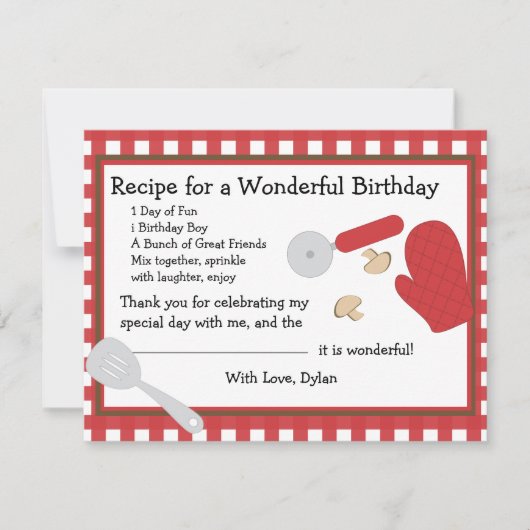 Pizza Party Vielen Dank Dankeskarte (Vorderseite)