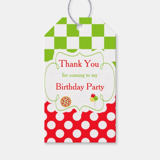 Pizza Party Vielen Dank Tag Geschenkanhänger (Vorderseite)