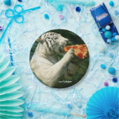 Pizza-Party - weiße Tiger essen Pizza Pappteller (Party)