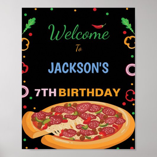 Pizza-Party-Zeichen Poster (Vorne)