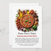 Pizza Party Zeit Ein wenig Spaß erwartet Einladung (Vorne/Hinten)