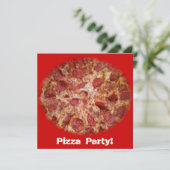 Pizza Party Zeiteinladung Einladung (Stehend Vorderseite)
