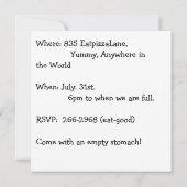 Pizza Party Zeiteinladung Einladung (Rückseite)