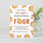 Pizza-Party zum Geburtstag Einladung (Stehend Vorderseite)