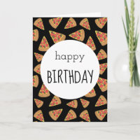 Pizza Partys Birthday Card Black