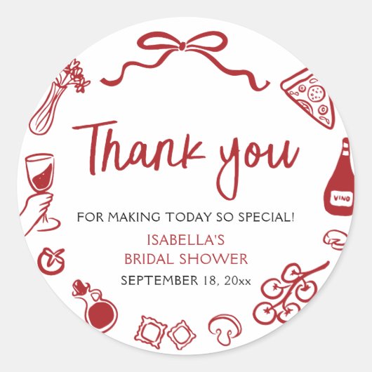 Pizza Pasta Brautparty Runder Aufkleber (Vorderseite)