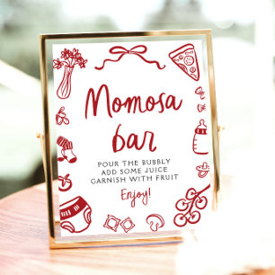 Pizza Pasta Momosa Bar Sign Poster