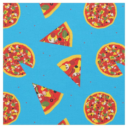 Pizza Pattern auf Blue Stoff (Nahaufnahme)