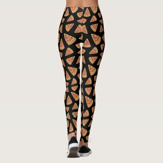 Pizza Pattern Black Leggings (Rückseite)