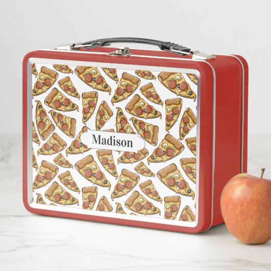 Pizza Pattern individuelle Name Lunch Box (Beispiel)