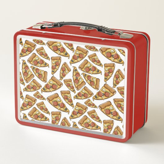 Pizza Pattern individuelle Name Lunch Box (Rückseite)