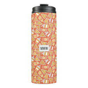 Pizza Pattern, kundenspezifischer Monogramm-Tumble Thermosbecher