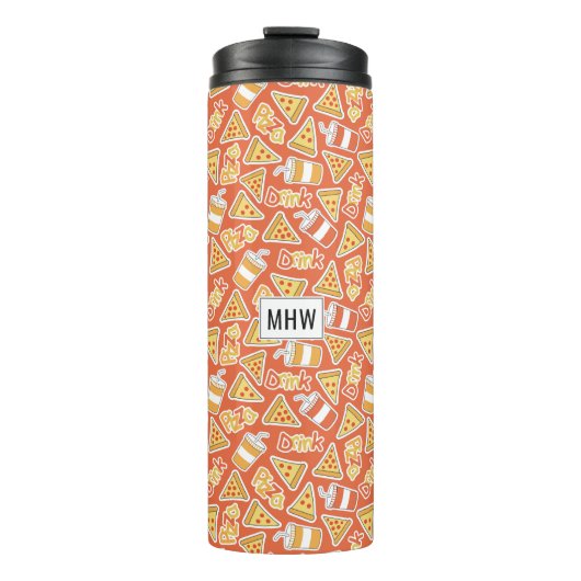 Pizza Pattern, kundenspezifischer Monogramm-Tumble Thermosbecher (Vorderseite)
