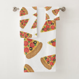 Pizza Pattern Novelty Niedlicher Cartoon Badhandtuch Set