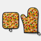 Pizza Pattern Ofenhandschuh & Topflappen-Set (Vorderseite)