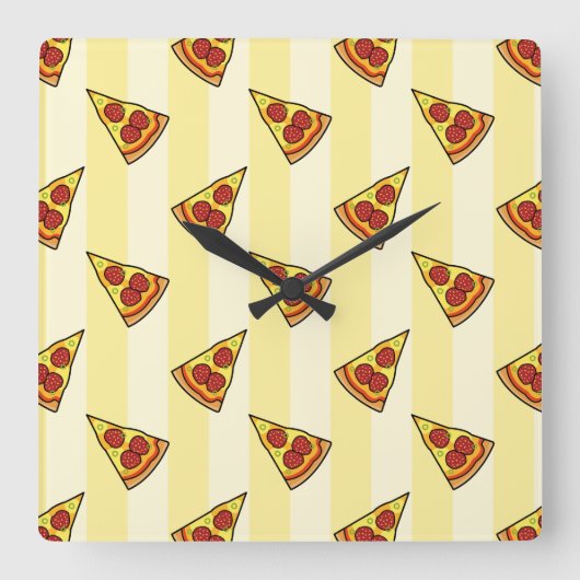 Pizza Pattern Quadratische Wanduhr (Vorderseite)