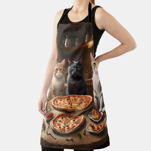 "Pizza Paw-ty: Vier Katzen kommen rein!" Schürze (InSitu)