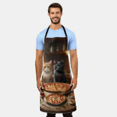 "Pizza Paw-ty: Vier Katzen kommen rein!" Schürze (Getragen)