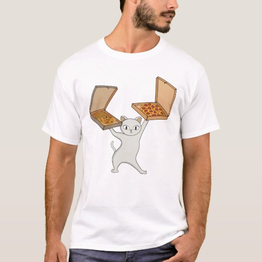 Pizza Paws Katze jongliert Pies T-Shirt (Vorderseite)