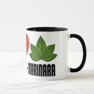 Pizza Peace Sign Tomato Herz und Basil Blätter Tasse