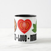 Pizza Peace Sign Tomato Herz und Basil Blätter Tasse (Zentrum)