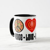 Pizza Peace Sign Tomato Herz und Basil Blätter Tasse (Vorderseite Links)