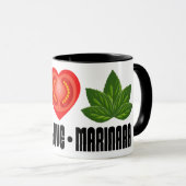 Pizza Peace Sign Tomato Herz und Basil Blätter Tasse (VorderseiteRechts)