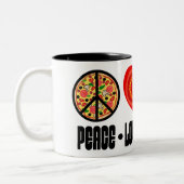 Pizza Peace Sign Tomato Herz und Basil Blätter Zweifarbige Tasse (Links)