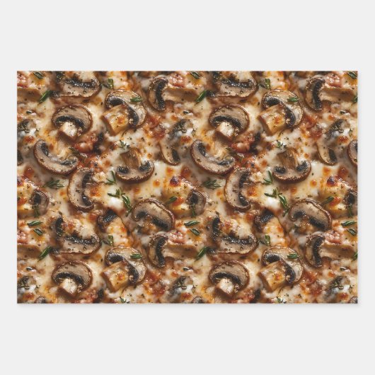 Pizza Pepperoni Mushroom Fleisch Nahen Ups Geschenkpapier Set (Vorderseite 3)