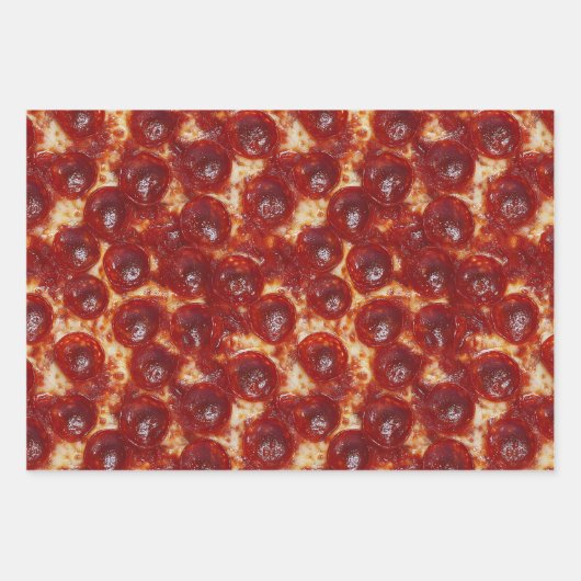 Pizza Pepperoni Mushroom Fleisch Nahen Ups Geschenkpapier Set (Vorderseite)