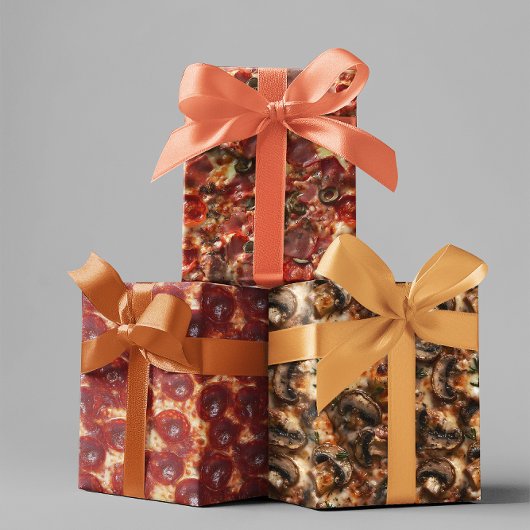Pizza Pepperoni Mushroom Fleisch Nahen Ups Geschenkpapier Set