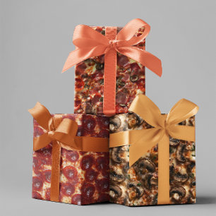 Pizza Pepperoni Pilz Nahaufnahmen Geschenkpapier Set