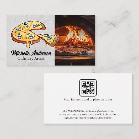 Pizza Pie Illustration | Brick Oven Visitenkarte (Vorne/Hinten)