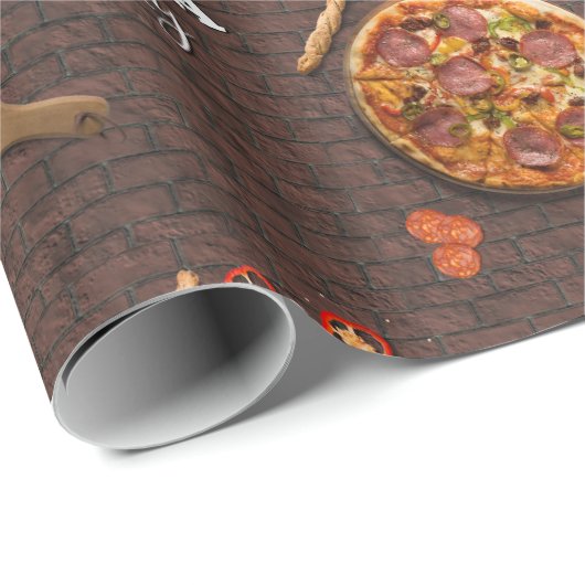 Pizza Pie Party auf Brick Geschenkpapier (Rolleneckpunkt)