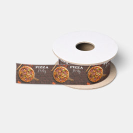 Pizza Pie Party auf Brick Satinband