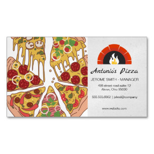 Pizza Pie Slices Brick Oven Business Card Magnetische Visitenkarte